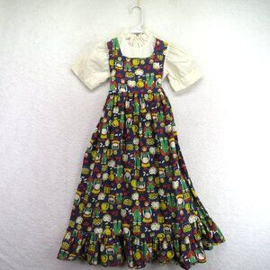 Vintage Baylis Brothers Dress Girls 6 Puff Sleeve Maxi Ruffle 70s